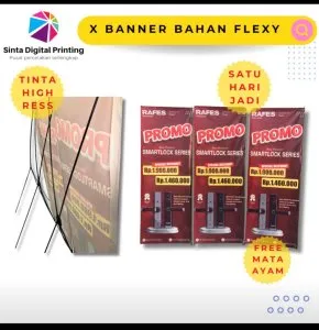 X Banner Uk. 160 x 60 cm / Standing Banner Flexy Murah Bagus