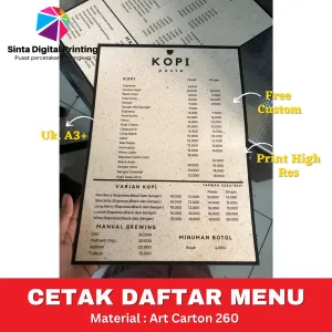 Cetak Daftar Menu Custom / Art Carton / Art Paper