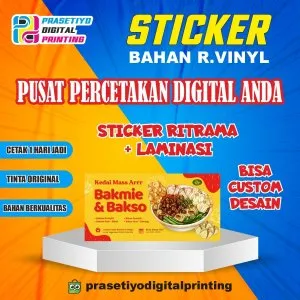 Cetak Sticker Bahan R.Vinyl Meteran + Laminasi