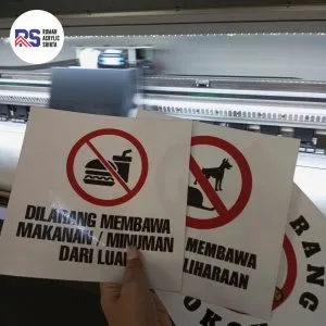 Cetak Stiker Larangan Bahan Ritra vynil | Custom Desain dan Ukuran