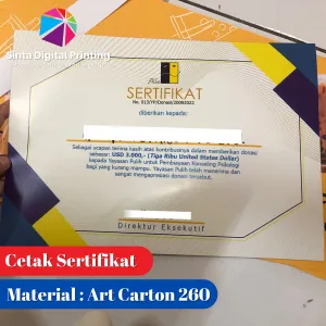 Cetak Piagam / Sertifikat Penghargaan Custom